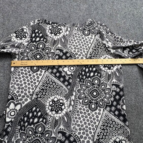 Loft Dress Large Petite Navy‎ White Floral Belt Paisley Boho Fairy Cottagecore - Picture 11 of 16